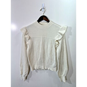 & Other Stories Women’s Wool Blend Sweater Size XS Cream Ruffles‎ Coquette Twee